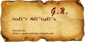 Goór Mátyás névjegykártya
